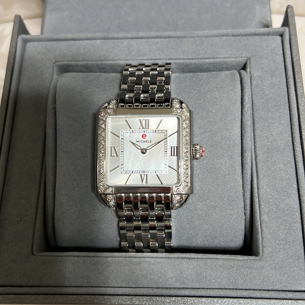 MICHELE MILOU DIAMOND ACCENT WATCH Authentic Michele Diamond Watch LIKE NEW !!